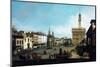 The Piazza Della Signoria and Palazzo Vecchio in Florence by Bernardo Bellotto-Fine Art-Mounted Photographic Print