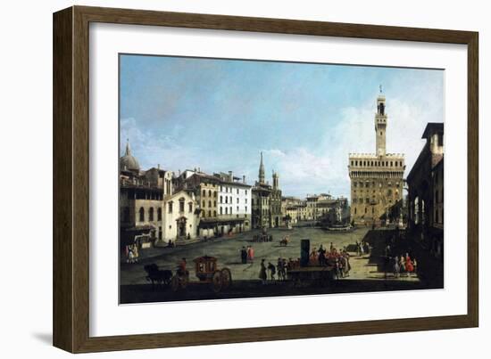 The Piazza Della Signoria and Palazzo Vecchio in Florence-Bernardo Bellotto-Framed Giclee Print