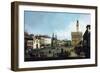 The Piazza Della Signoria and Palazzo Vecchio in Florence-Bernardo Bellotto-Framed Giclee Print