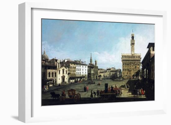 The Piazza Della Signoria and Palazzo Vecchio in Florence-Bernardo Bellotto-Framed Giclee Print