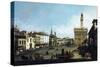 The Piazza Della Signoria and Palazzo Vecchio in Florence-Bernardo Bellotto-Stretched Canvas