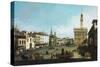 The Piazza Della Signoria in Florence, 1742 (Oil on Canvas)-Bernardo Bellotto-Stretched Canvas