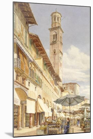 The Piazza Delle Erbe, Verona, June - September 1884 (Watercolour over Graphite on Wove Paper)-Frank Randal-Mounted Giclee Print