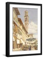 The Piazza Delle Erbe, Verona, June - September 1884 (Watercolour over Graphite on Wove Paper)-Frank Randal-Framed Giclee Print