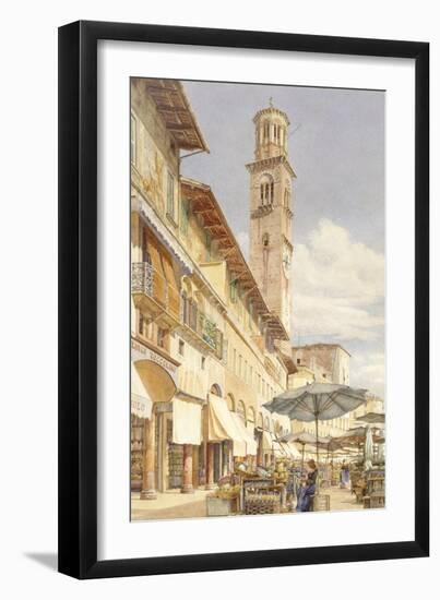 The Piazza Delle Erbe, Verona, June - September 1884 (Watercolour over Graphite on Wove Paper)-Frank Randal-Framed Giclee Print