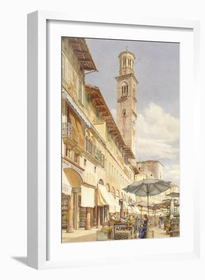 The Piazza Delle Erbe, Verona, June - September 1884 (Watercolour over Graphite on Wove Paper)-Frank Randal-Framed Giclee Print