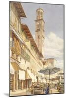 The Piazza Delle Erbe, Verona, June - September 1884 (Watercolour over Graphite on Wove Paper)-Frank Randal-Mounted Giclee Print