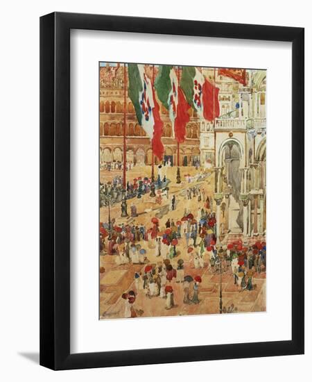 The Piazza of St. Marks, Venice-Maurice Brazil Prendergast-Framed Giclee Print