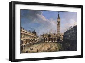 The Piazza San Marco in Venice, Ca 1723-1724-Canaletto-Framed Giclee Print