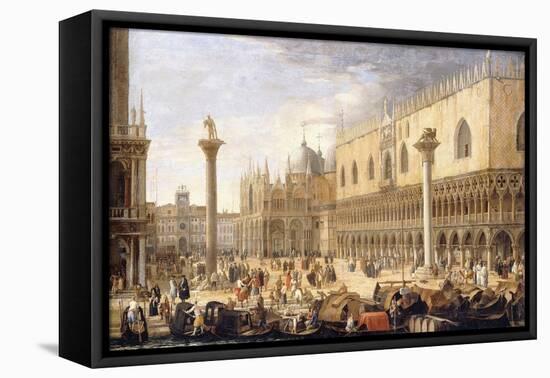 The Piazzetta, Venice, from the Bacino-Luca Carlevaris-Framed Stretched Canvas