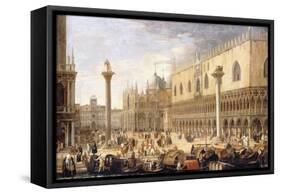 The Piazzetta, Venice, from the Bacino-Luca Carlevaris-Framed Stretched Canvas