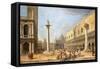 The Piazzetta, Venice, Looking Towards the Piazza San Marco-Luca Carlevaris-Framed Stretched Canvas