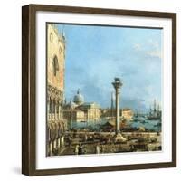 The Piazzetta, Venice, with the Bacino Di S. Marco and the Isola Di S. Giorgio Magiore-Canaletto-Framed Giclee Print