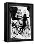 The Picture Shows a Man Who Rides a Bicycle, Looking through a Telescope-Dmitriip-Framed Stretched Canvas