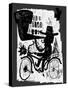 The Picture Shows a Man Who Rides a Bicycle, Looking through a Telescope-Dmitriip-Stretched Canvas