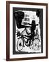 The Picture Shows a Man Who Rides a Bicycle, Looking through a Telescope-Dmitriip-Framed Art Print