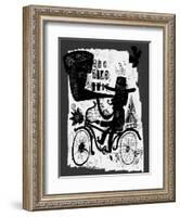 The Picture Shows a Man Who Rides a Bicycle, Looking through a Telescope-Dmitriip-Framed Art Print