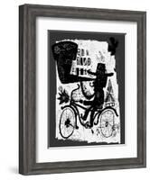 The Picture Shows a Man Who Rides a Bicycle, Looking through a Telescope-Dmitriip-Framed Art Print