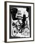 The Picture Shows a Man Who Rides a Bicycle, Looking through a Telescope-Dmitriip-Framed Art Print