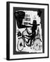 The Picture Shows a Man Who Rides a Bicycle, Looking through a Telescope-Dmitriip-Framed Art Print