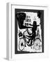 The Picture Shows a Man Who Rides a Bicycle, Looking through a Telescope-Dmitriip-Framed Art Print