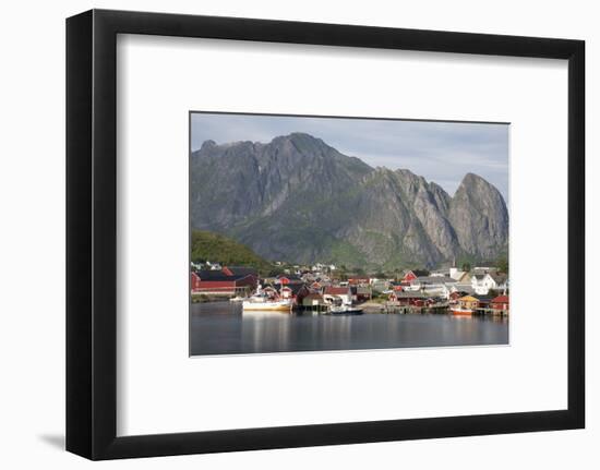 The picturesque fishing village of Reine surrounded by mountains on Moskenesoya-Ellen Rooney-Framed Photographic Print