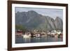 The picturesque fishing village of Reine surrounded by mountains on Moskenesoya-Ellen Rooney-Framed Photographic Print