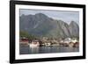 The picturesque fishing village of Reine surrounded by mountains on Moskenesoya-Ellen Rooney-Framed Photographic Print