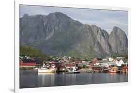 The picturesque fishing village of Reine surrounded by mountains on Moskenesoya-Ellen Rooney-Framed Photographic Print