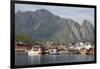 The picturesque fishing village of Reine surrounded by mountains on Moskenesoya-Ellen Rooney-Framed Photographic Print