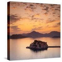 The Picturesque Island Village of Sveti Stephan Illuminated at Sunset, Sveti Stephan, Montenegro-Doug Pearson-Stretched Canvas