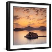 The Picturesque Island Village of Sveti Stephan Illuminated at Sunset, Sveti Stephan, Montenegro-Doug Pearson-Framed Photographic Print