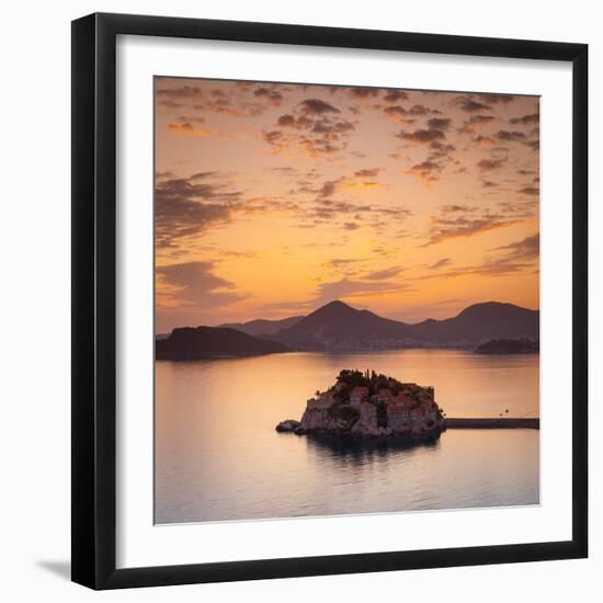 The Picturesque Island Village of Sveti Stephan Illuminated at Sunset, Sveti Stephan, Montenegro-Doug Pearson-Framed Photographic Print