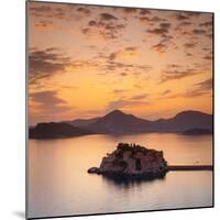 The Picturesque Island Village of Sveti Stephan Illuminated at Sunset, Sveti Stephan, Montenegro-Doug Pearson-Mounted Photographic Print