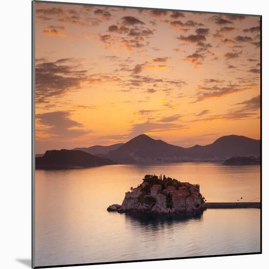 The Picturesque Island Village of Sveti Stephan Illuminated at Sunset, Sveti Stephan, Montenegro-Doug Pearson-Mounted Photographic Print