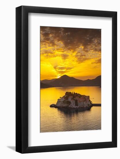 The Picturesque Island Village of Sveti Stephan Illuminated at Sunset, Sveti Stephan, Montenegro-Doug Pearson-Framed Photographic Print