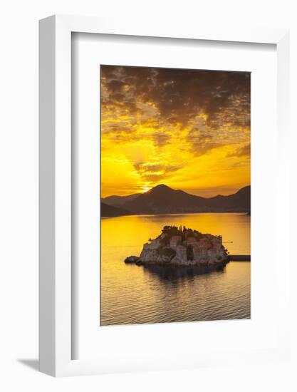 The Picturesque Island Village of Sveti Stephan Illuminated at Sunset, Sveti Stephan, Montenegro-Doug Pearson-Framed Photographic Print