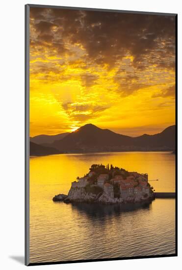 The Picturesque Island Village of Sveti Stephan Illuminated at Sunset, Sveti Stephan, Montenegro-Doug Pearson-Mounted Photographic Print