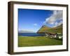 The Picturesque Village of Gjogv, with Middagsfjall Mountain and the Djupini in the Background, Eys-Kimberley Coole-Framed Photographic Print