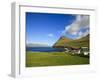 The Picturesque Village of Gjogv, with Middagsfjall Mountain and the Djupini in the Background, Eys-Kimberley Coole-Framed Photographic Print