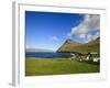 The Picturesque Village of Gjogv, with Middagsfjall Mountain and the Djupini in the Background, Eys-Kimberley Coole-Framed Photographic Print