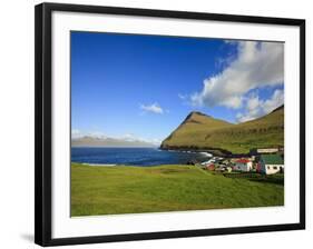 The Picturesque Village of Gjogv, with Middagsfjall Mountain and the Djupini in the Background, Eys-Kimberley Coole-Framed Photographic Print