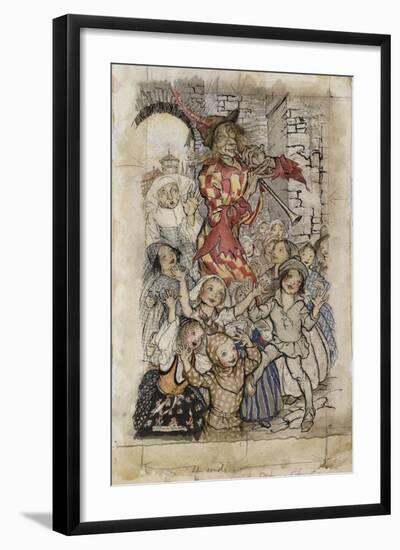 The Pied Piper and the Children-Arthur Rackham-Framed Giclee Print