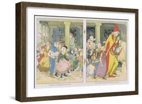 The Pied Piper Leading the Children Away from the Town-Alice B. Woodward-Framed Art Print