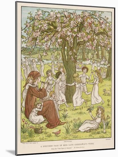 The Pied Piper Plays His Pipe-Kate Greenaway-Mounted Art Print