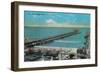 The Pier and Beach and Long Beach - Long Beach, CA-Lantern Press-Framed Art Print