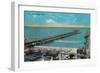 The Pier and Beach and Long Beach - Long Beach, CA-Lantern Press-Framed Art Print