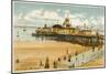 The Pier and Beach - New Brighton, Cheshire-null-Mounted Art Print