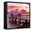 The Pier at Sunset Lovers-Philippe Hugonnard-Framed Stretched Canvas