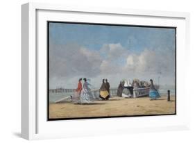 The Pier at Trouville, 1864 (Oil on Canvas)-Eugene Louis Boudin-Framed Giclee Print